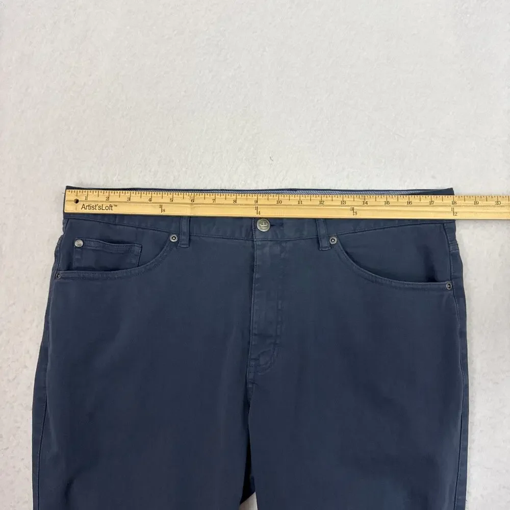 Peter Millar Ultimate Sateen Pants Mens 36 Blue Five Pocket Stretch Golf